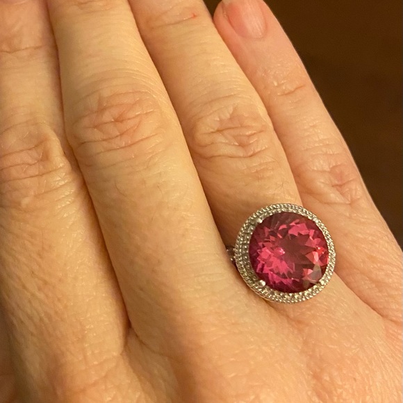 JTV Pink Topaz HT 925 Sterling Silver Cocktail Ring - Picture 2 of 4